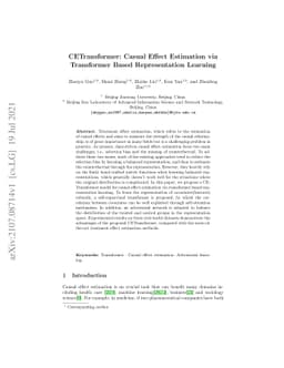 CETransformer: Casual Effect Estimation via Transformer Based
  Representation Learning