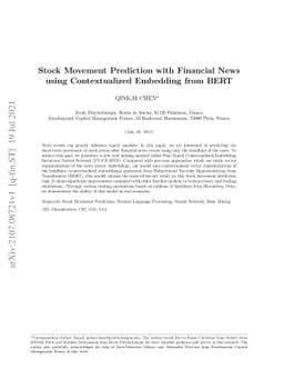 Stock Movement Prediction with Financial News using Contextualized
  Embedding from BERT