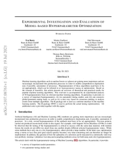 Experimental Investigation and Evaluation of Model-based Hyperparameter
  Optimization