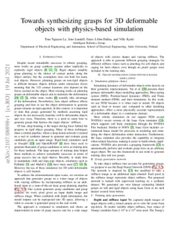 Towards synthesizing grasps for 3D deformable objects with physics-based
  simulation