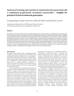 Analysis of training and seed bias in small molecules generated with a
  conditional graph-based variational autoencoder -- Insights for practical
  AI-driven molecule generation