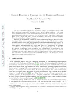 Support Recovery in Universal One-bit Compressed Sensing
