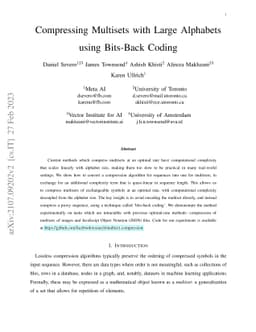 Compressing Multisets with Large Alphabets using Bits-Back Coding