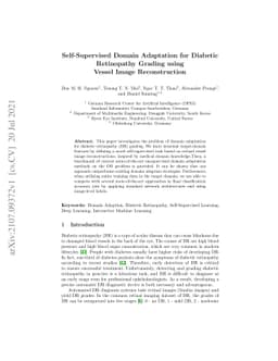 Self-Supervised Domain Adaptation for Diabetic Retinopathy Grading using
  Vessel Image Reconstruction