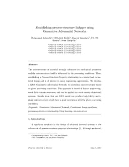 Establishing process-structure linkages using Generative Adversarial
  Networks