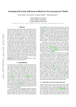 Streaming End-to-End ASR based on Blockwise Non-Autoregressive Models