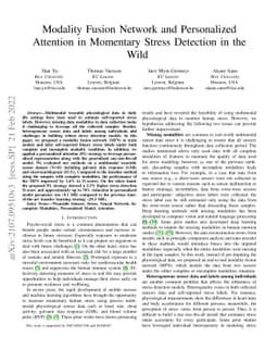 Modality Fusion Network and Personalized Attention in Momentary Stress
  Detection in the Wild