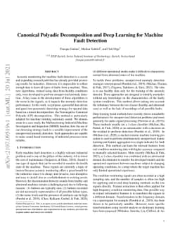 Canonical Polyadic Decomposition and Deep Learning for Machine Fault
  Detection