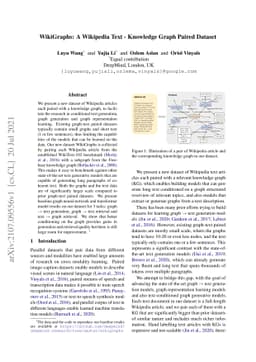 WikiGraphs: A Wikipedia Text - Knowledge Graph Paired Dataset