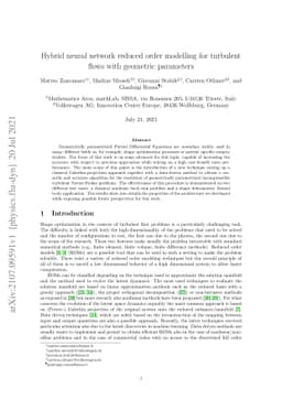 Hybrid neural network reduced order modelling for turbulent flows with
  geometric parameters