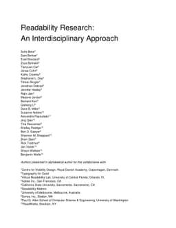 Readability Research: An Interdisciplinary Approach