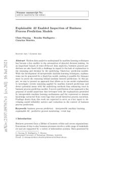Explainable AI Enabled Inspection of Business Process Prediction Models