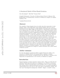 A Statistical Model of Word Rank Evolution