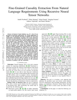Fine-Grained Causality Extraction From Natural Language Requirements
  Using Recursive Neural Tensor Networks