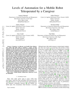 Levels of Automation for a Mobile Robot Teleoperated by a Caregiver