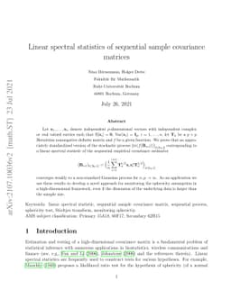 Linear spectral statistics of sequential sample covariance matrices
