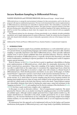 Secure Random Sampling in Differential Privacy