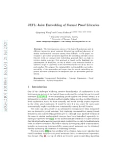 JEFL: Joint Embedding of Formal Proof Libraries