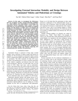 Investigating External Interaction Modality and Design Between Automated
  Vehicles and Pedestrians at Crossings
