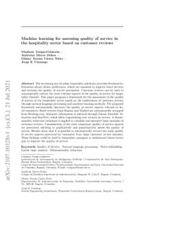 Machine learning for assessing quality of service in the hospitality
  sector based on customer reviews