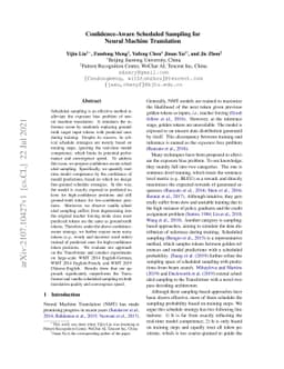 Confidence-Aware Scheduled Sampling for Neural Machine Translation