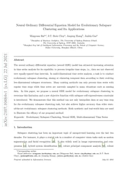 Neural Ordinary Differential Equation Model for Evolutionary Subspace
  Clustering and Its Applications