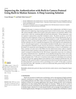 Improving the Authentication with Built-in Camera Protocol Using
  Built-in Motion Sensors: A Deep Learning Solution