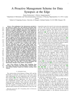 A Proactive Management Scheme for Data Synopses at the Edge