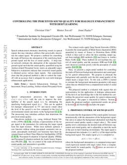 Controlling the Perceived Sound Quality for Dialogue Enhancement with
  Deep Learning