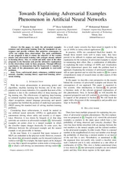 Towards Explaining Adversarial Examples Phenomenon in Artificial Neural
  Networks