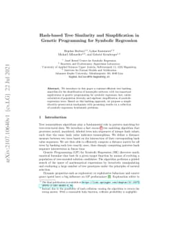 Hash-Based Tree Similarity and Simplification in Genetic Programming for
  Symbolic Regression