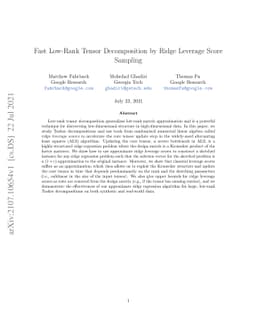Fast Low-Rank Tensor Decomposition by Ridge Leverage Score Sampling