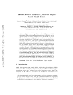 ZLeaks: Passive Inference Attacks on Zigbee based Smart Homes