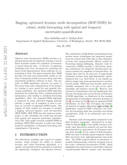 Bagging, optimized dynamic mode decomposition (BOP-DMD) for robust,
  stable forecasting with spatial and temporal uncertainty-quantification