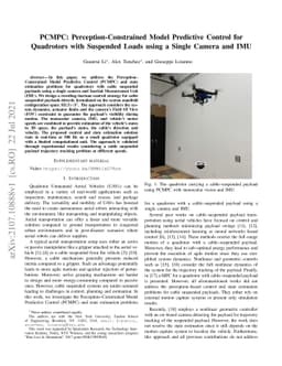 PCMPC: Perception-Constrained Model Predictive Control for Quadrotors
  with Suspended Loads using a Single Camera and IMU