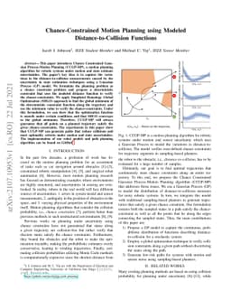 Chance-Constrained Motion Planning using Modeled Distance-to-Collision
  Functions