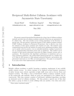Reciprocal Multi-Robot Collision Avoidance with Asymmetric State
  Uncertainty
