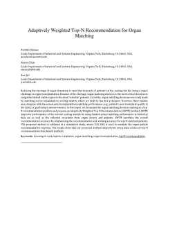 Adaptively Weighted Top-N Recommendation for Organ Matching