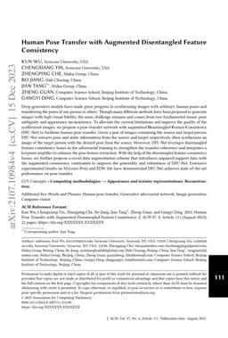 Human Pose Transfer with Augmented Disentangled Feature Consistency
