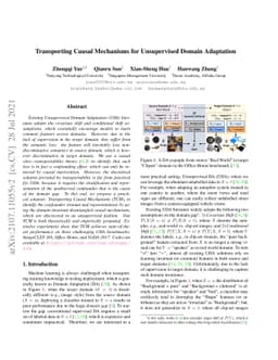 Transporting Causal Mechanisms for Unsupervised Domain Adaptation