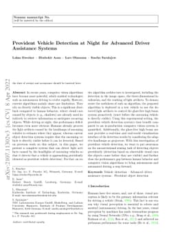 Provident Vehicle Detection at Night for Advanced Driver Assistance
  Systems