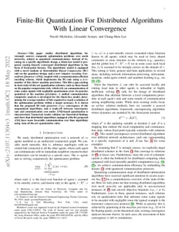 Finite-Bit Quantization For Distributed Algorithms With Linear
  Convergence