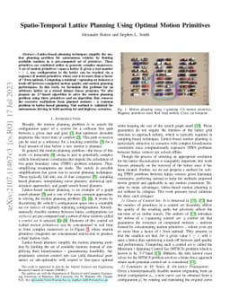 Spatio-Temporal Lattice Planning Using Optimal Motion Primitives