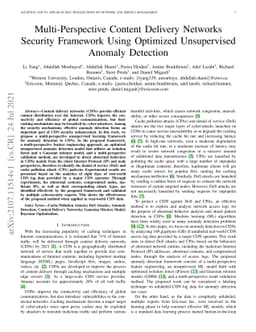 Multi-Perspective Content Delivery Networks Security Framework Using
  Optimized Unsupervised Anomaly Detection