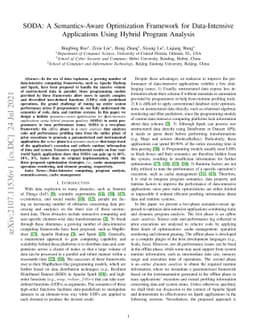 SODA: A Semantics-Aware Optimization Framework for Data-Intensive
  Applications Using Hybrid Program Analysis