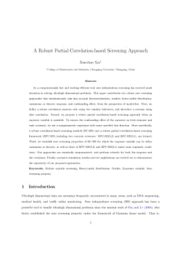 A Robust Partial Correlation-based Screening Approach