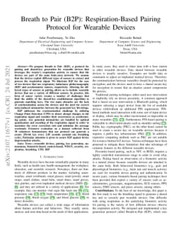 Breath to Pair (B2P): Respiration-Based Pairing Protocol for Wearable
  Devices