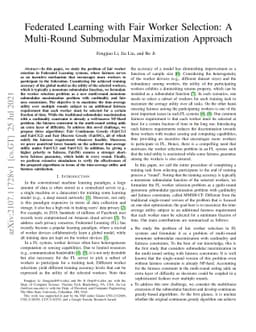 Federated Learning with Fair Worker Selection: A Multi-Round Submodular
  Maximization Approach