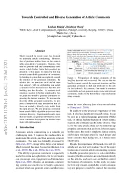 Towards Controlled and Diverse Generation of Article Comments