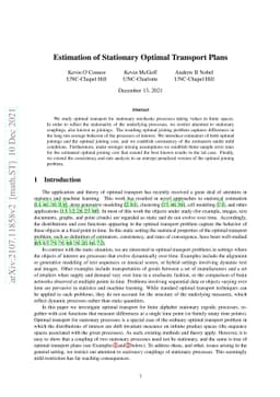 Estimation of Stationary Optimal Transport Plans